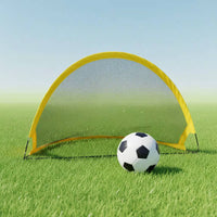 2 Pieces Indoor Outdoor Use Kids Foldable Soccer Goal Set Spring-up-up Design Portable Soccer Net Sports Toy for Backyard