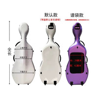 Carbon Fiber Style Cello Case 4/4 Waterproof Pressure Resistant with Wheels
