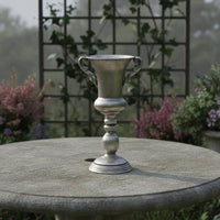 Ornate Pedestal Flower Vase Vintage Look Pedestal Vase Metal Finish for Garden