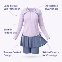 Swimsuits for Women with Long Sleeves for Sun Protection, Modest Style for Mature and Older Ladies