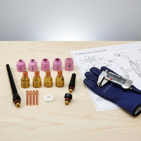 17 Pieces Welding Torch Consumables Kit Ceramic Cups Welding Torch Consumables Set Industrial Tool for Workshop