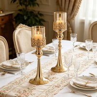 European Style Metal and Glass Candle Holder