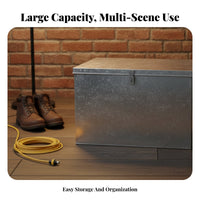 Metal Tool Chest Large Capacity Metal Tool Storage Portable Steel Tool Organizer Sturdy-Duty Galvanized Steel Box Rust-Resistant