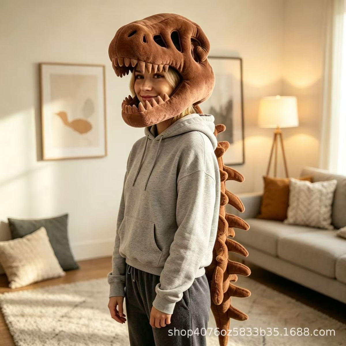 Dinosaur Skull Plush Hat for Kids, Creative Toy, Halloween Gift