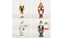 5 Pieces Wooden Nutcracker Ornament Charming Christmas Nutcracker Decoration Decorative Christmas Ornaments with Loops for Desks