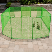 Dog Box Puppy Playpen, Foldable Outdoor Enclosure Metal Green Silver, 10 Panels each 50cm, Galvanized Dog Fence for Garden & Apartment