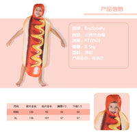 源头厂家跨境货源3D彩印小孩热狗套装连体服食物舞台角色扮演服装