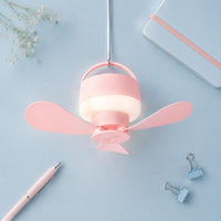 USB Ceiling Fan Light 3 Speed Rechargeable Hanging Fan Quiet for Students