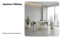 Sintered Stone Desktop Surface Light Elegant Design Fluted Cabinet Desk Scratch Resistant Makeup Table with Storage for Receptionists, Reception Area