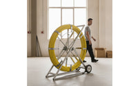 Cable Threading Reel Cart Wear-Resistant Cable Reel Cart with Towing Head 12mm Conduit Rodder with Wheels for Electricians, Construction Sites