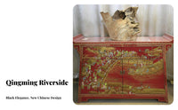 Chinese Design Entryway Cabinet Traditional Design Entryway Table Table Two Drawers Double Door Compartment for Hallway, Bedroom