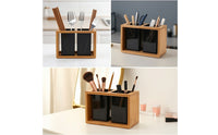Bamboo Utensil Organizer Multi-Compartment Countertop Cutlery Holder Wooden Chopstick Holder with Compartments for Kitchen Counter, Dining Table