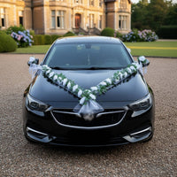 Wedding Car Flower Kit Realistic Faux Flowers V-Shape Car Hood Decoration Bridal Vehicle Floral Decor Easy to Install Paint-Safe
