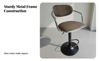 Adjustable Rolling Chair with Armrests Padded Seat Swivel Stool Quiet Wheels