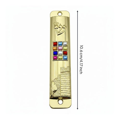 Decorative Mezuzah Door Plaque Inlaid Stones Door Frame Decoration Embossed