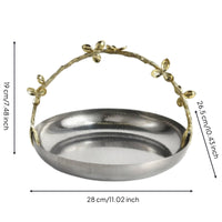 Stainless Steel Decorative Bowl Classic Fruit Bowl with Branch Handle Rustproof