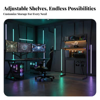 Freestanding Pegboard Shelf Space Saving No Tools Required Vertical Storage Rack Stable Construction Gaming Desk Organizer for Hobbyists, Home Office
