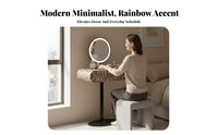 Minimalist Design Iridescent Makeup Station designer-inspired aesthetic Dressing Table Includes Storage Cabinet Bedroom Furniture Space-Saving for Women, Young Adults, Gift Givers, Small Apartment, Walk-in Closet