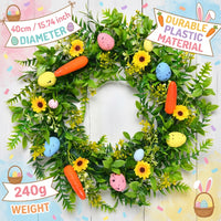 40cm Easter Wreath Easter Egg Wreath Lively Colors Spring Decor for Home, Families, Staircase, Entryway, Porch