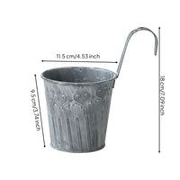 Hanging Flower Pot Distressed Plant Pot with Hook Ribbed for Fence, Patio