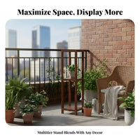 Multi-Tiered Plant Shelf Freestanding Tiered Wooden Pedestal Space-Saving Minimalist and Design for Gardeners, Indoors, Office