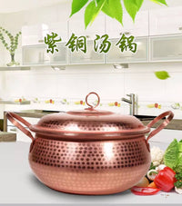 云南铜锅手工双耳汤锅纯紫铜炖锅纯铜加厚家用电磁炉专用汤煲火锅