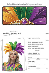 New Orleans Carnival Party Stage Performance Accessory Purple Green Gold Sequin Mask Costume