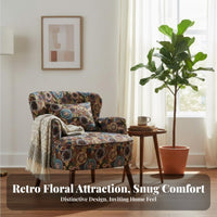 eraless design Floral Print Armchair Vintage Design highlight Chair Comfy and assistanceive Lounge Seating long-finaling Frame for Apartment Dwellers, Interior Decorators, homeowners, Living Room, Bedroom, Balcony, perusing alcove