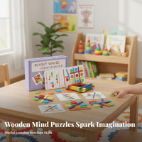 Natural Wood Construction Creative Thinking Brain Teaser Hand-Eye Coordination Wooden Color Matching Brain Teaser Fine Movement Skills Color Shape Matching Toy & Child-Safe for Children, Preschoolers, Toddlers, Kindergarten, Classroom