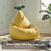 Fruit Design Pineapple-Shaped Seat Skin-Friendly Convertible Bean Bag Bed Odorless Filling children's Furniture Breathable for Children, Toddlers, Parents, Reading Corner, Bedroom, Playroom, Living Room