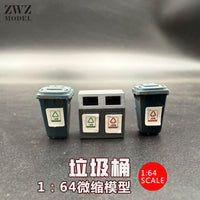 ZWZ Creator 1/64 Scale Hand-Painted Trash Can for Urban Scenes DIY Sand Table Model Accessory