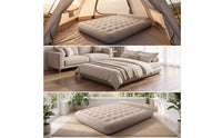 Inflatable Mattress with Built-in Pillow Tufted Inflatable Bed with Pillow Portable Airbed for Camping, Guests, Camping, Tent, Sleepovers