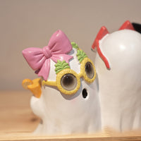 Whimsical Ghost Ornament with Sculpted Base Cute Ghost Figurine Playful Mini for Halloween Party