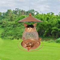 Feline-Shaped-Shaped Bird Feeder Feeding Ports Garden Decor Rustic Look