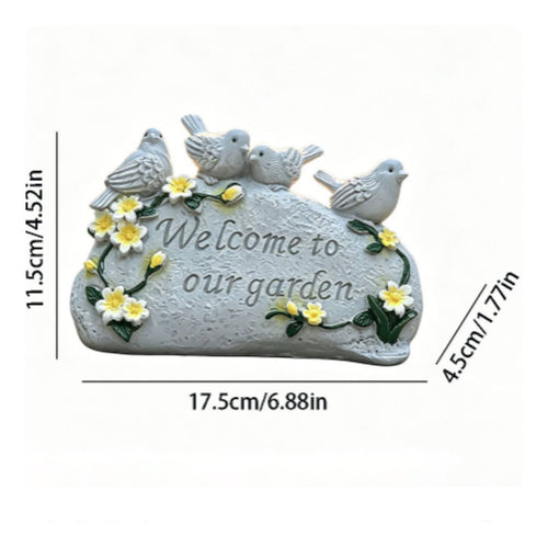 Bird Welcome Sign Ornamental Resin Garden Welcome Sign for Lawn, Patio