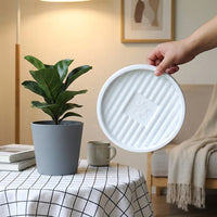 Plant Saucers and Round Tray with Ribbed Drainage, Simple Style Drip Tray for Outdoor Plants, Garden Horticulture Plant Trays for Indoor Use