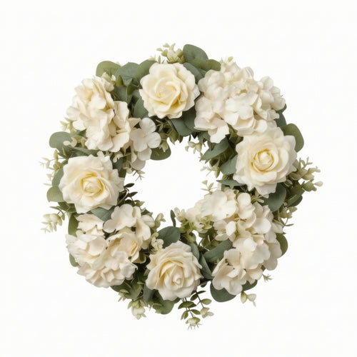 Rose Wreath with Hydrangeas Artificial Wreath with Hydrangeas Decorative