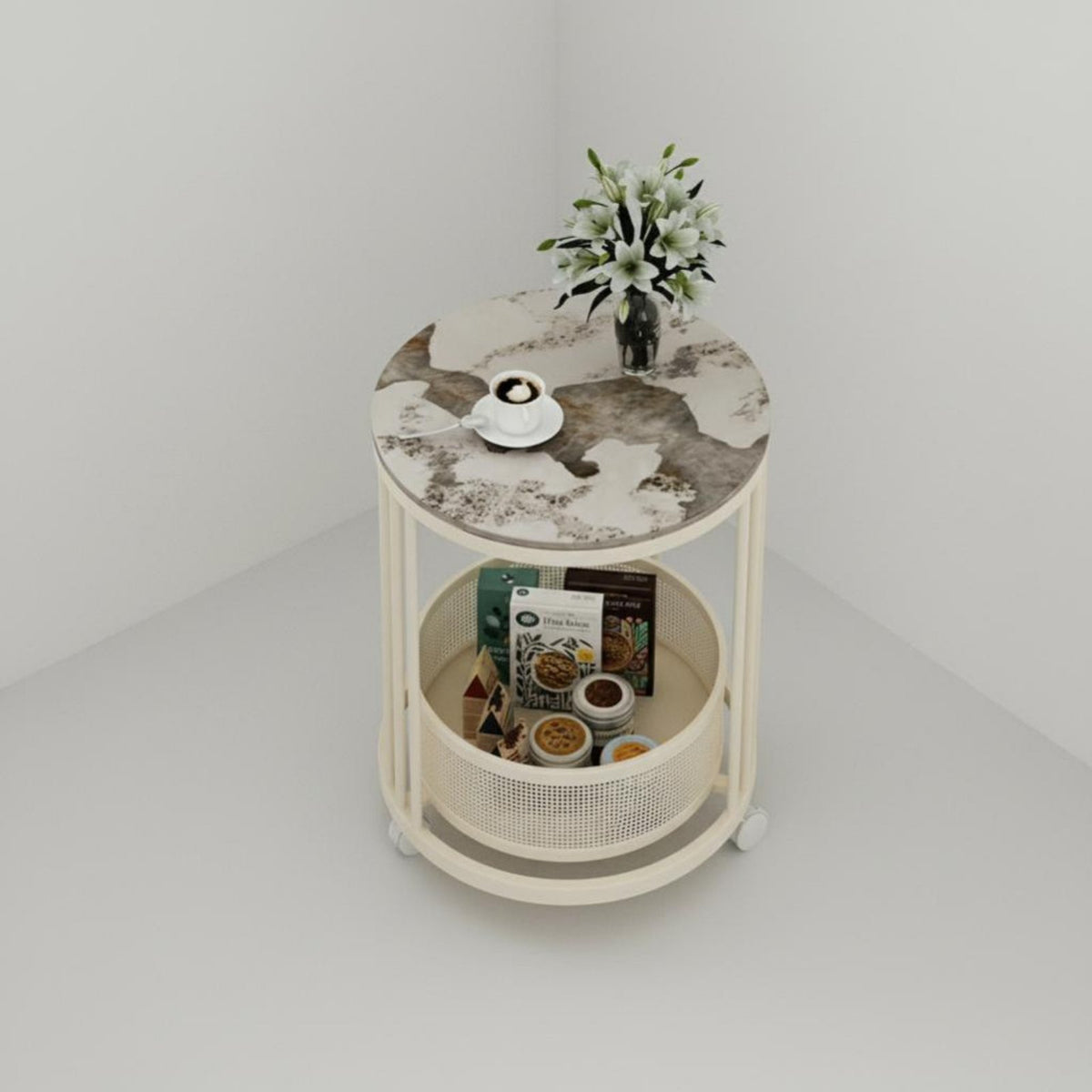 2-Tier Rolling Trolley Mobile 2-Tier Rolling Trolley Versatile Use