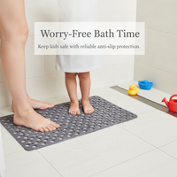 TPE Non-Slip Shower Mat with Suction Cups, Large Hole Bathtub Mat for Bathroom Safety