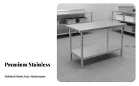 Easy to Clean Commercial Kitchen Workbench Heavy-Duty Commercial Food Prep Station Stainless Steel Prep Table Rounded Corners for Restaurant Employees, Home Cooks, Outdoor, Pantry, Garage, Laundry Room