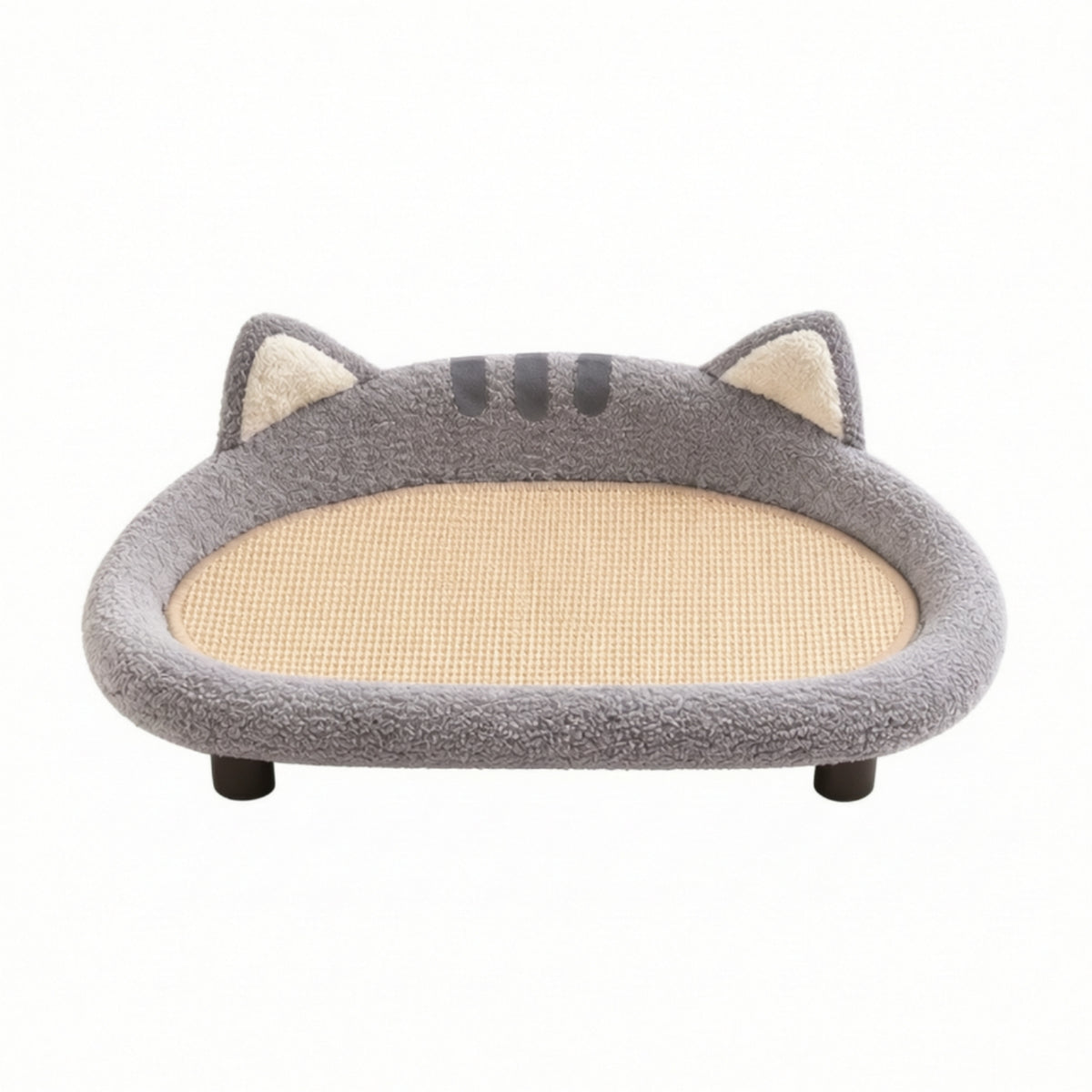 Padded Cat Sofa Bed with Sisal Pad Woven Cat Scratcher Bed Oval Pet Furniture Comfy for Kittens