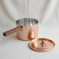 Copper Pot with Lid Artisanal Hammered Copper Pot Straight-Sided