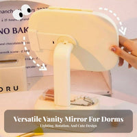 Lighted Folding Cosmetic Mirror Storage Tray Base Foldable light-emitting diode on-the-portable Mirror