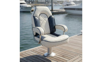 Marine Steering Chair Rounded Edges Upholstered Steering Chair Metal Side Supports Steersman Boat Seat