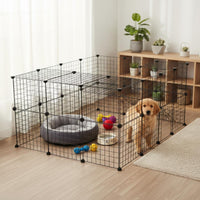 36 Pieces Wire Mesh Pet Fence Modular Door Panel Pen Sturdy