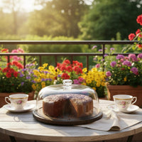 Cake Dome with Wooden Base Rotatable Cake Stand with Dome Dust-Proof for Parties
