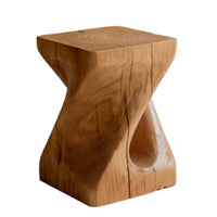 Wabi-Sabi Hardwood End Table, Retro Distressed Tea Table, Creative Base