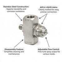 Stainless Steel Siphon Spray Nozzle, Adjustable Mist Spray Low Pressure, Misting Spray Nozzle for Hu - Image 4