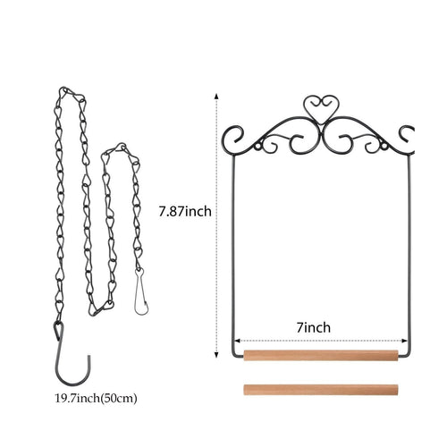 Wrought Steel Avian Swing Portable Metal Frame Bird Swing Easy to Hang Garden Decor for Hummingbirds, Outdoor, Backyard