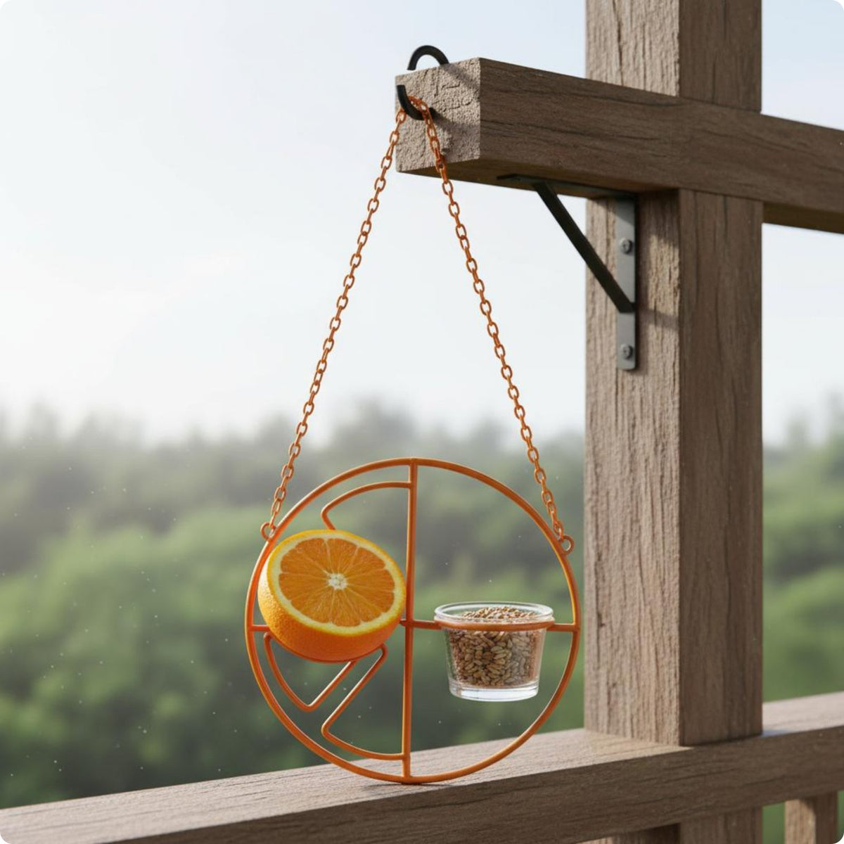 Hanging Bird Feeder Easy to Hang Metal Bird Feeder Decorative Design for Balcony